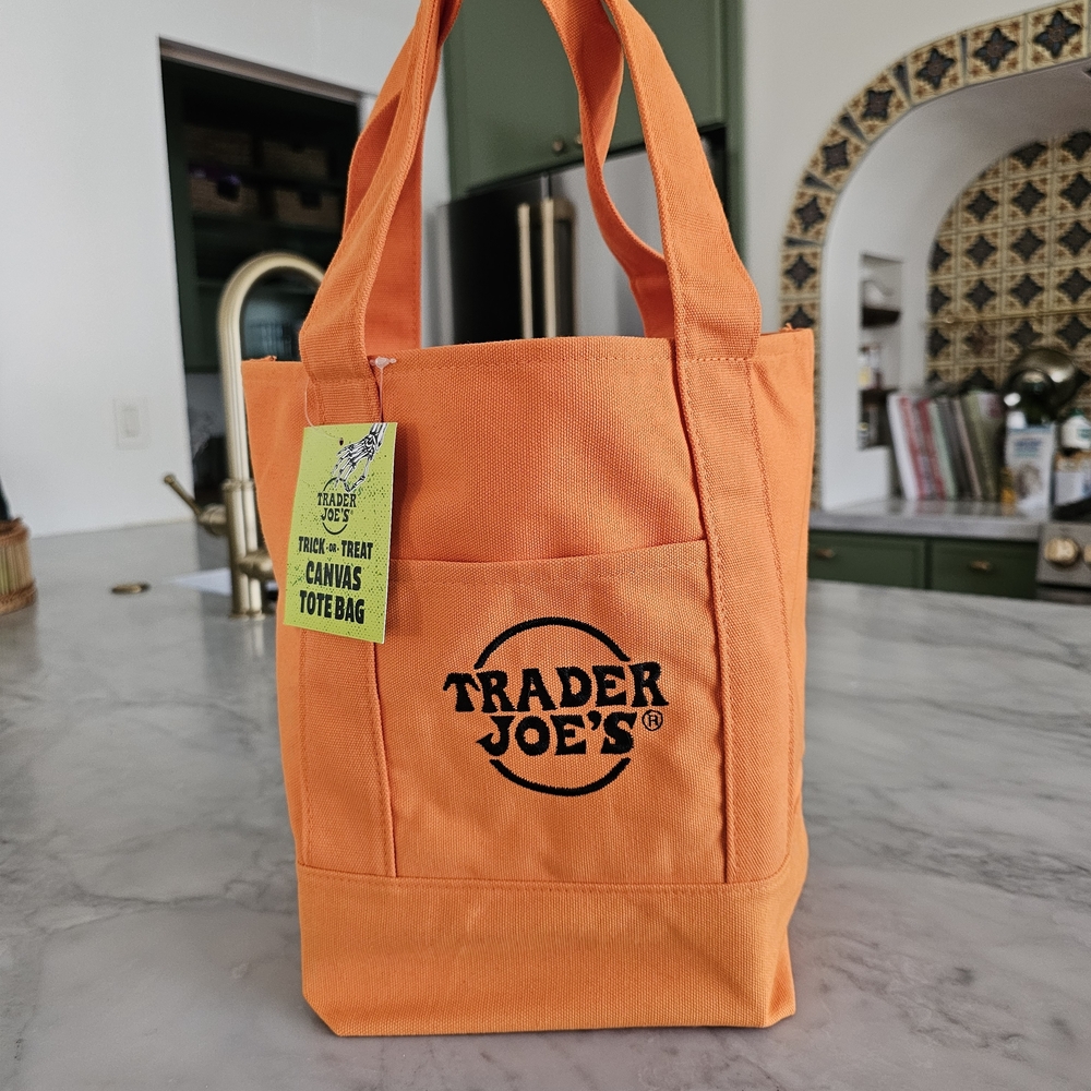 Trader Joe's Halloween Mini Orange Canvas Tote Bag